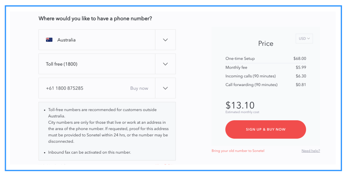 sonetel pricing australia