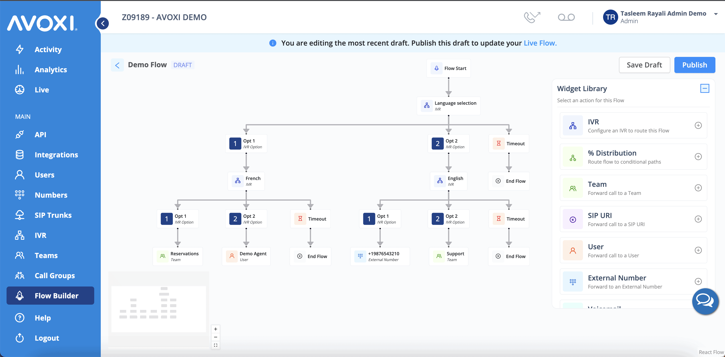 Language Selection Demo Flow