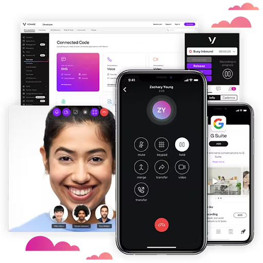 Vonage’s communication suite with voice, video calls, messaging, and call management on multiple devices (Source: Capterra's Vonage review page)