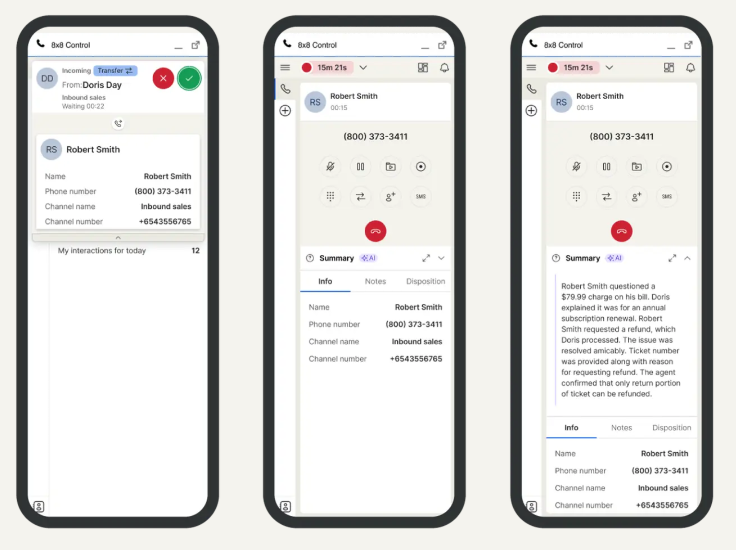AI-generated call summaries within 8x8 Contact Center complement call recordings