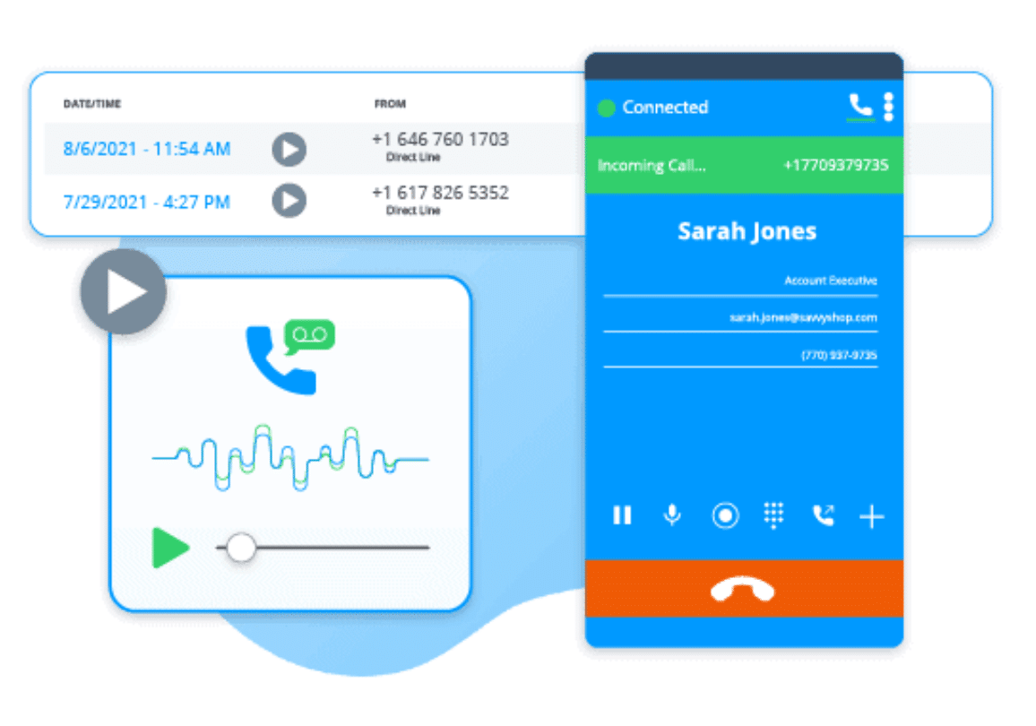 Image of AVOXI call recording software application during a call