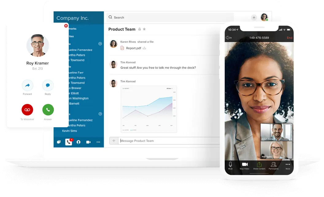 RingCentral calling and video interface on desktop and mobile
